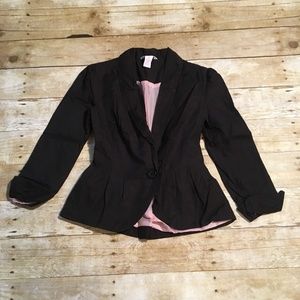 Candie's black button cropped sleeve blazer